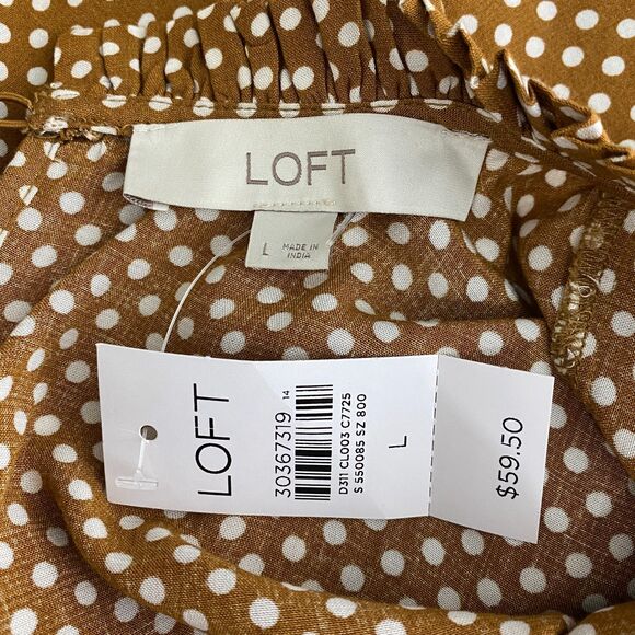 New LOFT Dotted Pintucked Long Sleeve Blouse Women's Size Large - Picture 3 of 7